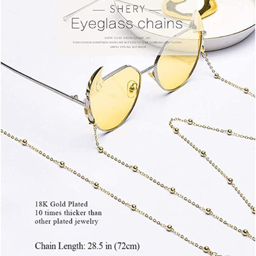 Cadenas Para Anteojos Color Dorado,cuentas Doradas, Dama