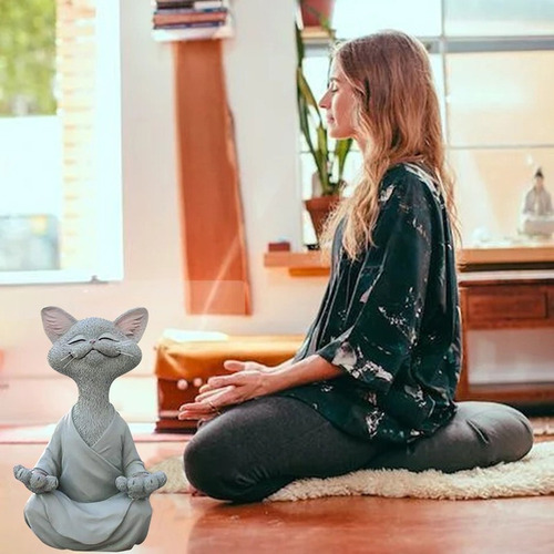 Estatua De Gato De Buda Negro Caprichoso Gato Feliz