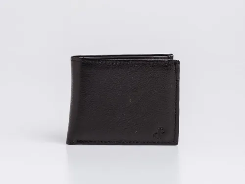 Billetera De Hombre Prune Bernard Negro Cuero Vegetal Liso