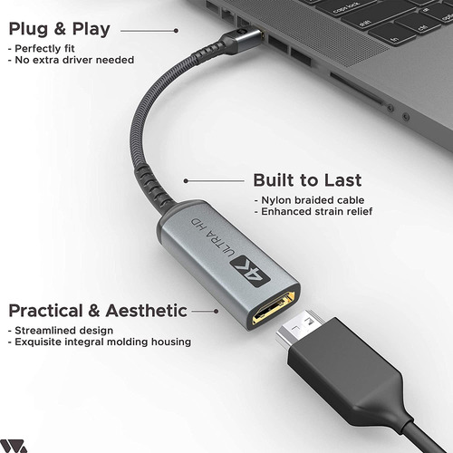 Adaptador De Mini Displayport A Hdmi 4k, Warrky Thunderbolt