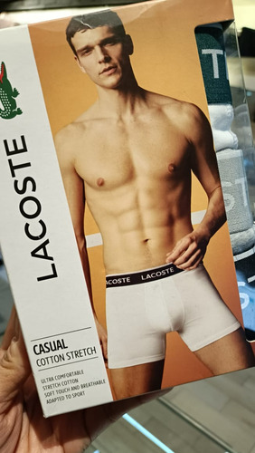 Boxer Lacoste 3 Pzs. Mod. 6h3420-51 Negro, Gris, Blanco