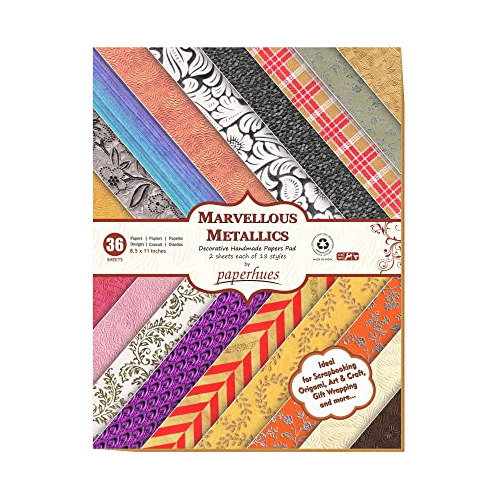 Marvellous Metallics Scrapbook Paper 8.5x11' Pad, 36 Sh...