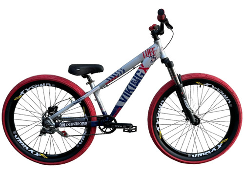 Bicicleta Vikingx Tuff 25 Grauwheeling Single Prata/vermelho