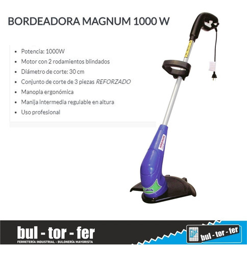Imagen 3 de 10 de Bordeadora Electrica 1000w Plumita + Carro 3 Ruedas