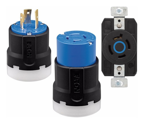 Imagen 2 de 4 de Clavija De Media Vuelta Arrow Hart 30a 3 Polos Negro/azul