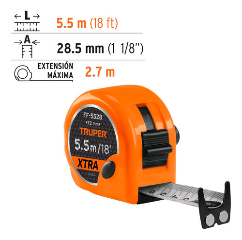 Flexometro Fat-boy 5.5 Mt X 28mm Truper 15385