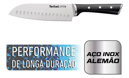 Faca Santoku Aço Inox Tefal 18cm Ice Force