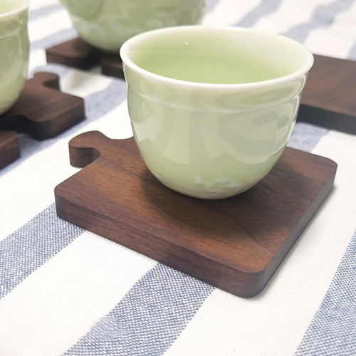 Walnut Dark Wood Coaster Puzzle Splicing Heat Insulation Pla