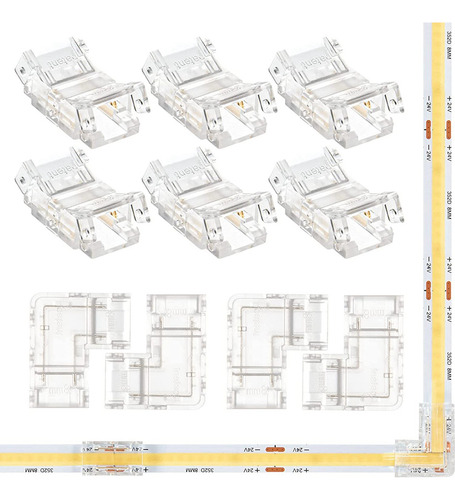 Kit De Conectores Led Cob De 2 Pines Y 8 Mm Para Tiras Led C