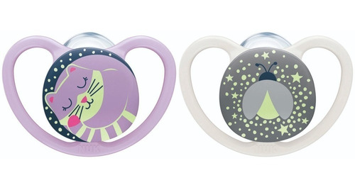 Set 2 Chupetes Bebe Space Night Nuk 0-6m Nocturno Luminoso