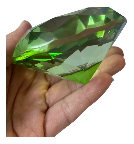Enfeite Decorativo Diamante De Vidro Pedra Verde 8 Cm