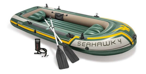 Barco Bote Inflável Intex Seahawk 400kg Par De Remos Bomba