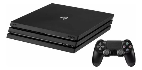 Playstation 4 Pro Modelo Ps4 1tb 4k 1 Controle + 2 Jogos + 1 Quadro Decorativo Preto