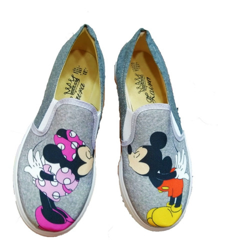 Tenis Zapato Mickey Mimie Beso Lona Moda Casual 