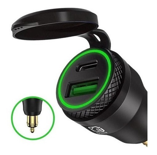 Imagem 1 de 3 de Carregador Duplo Usb + Usb Tipo C Moto Bmw Triumph