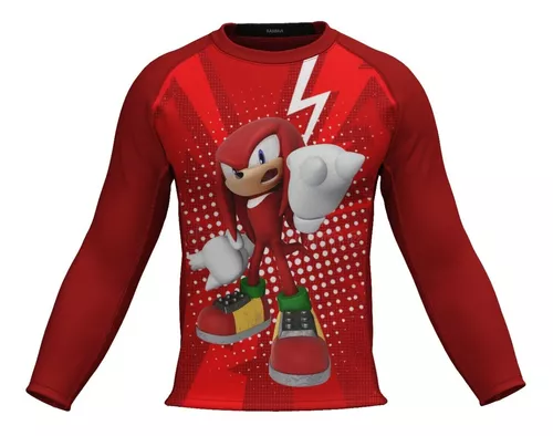 Camiseta Infantil com Estampa Knuckles Sonic - Tam 4 a 12 Anos Vermelho