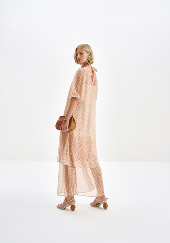 Vestido Longo Em Chiffon Zebra Com Cinto Lez A Lez