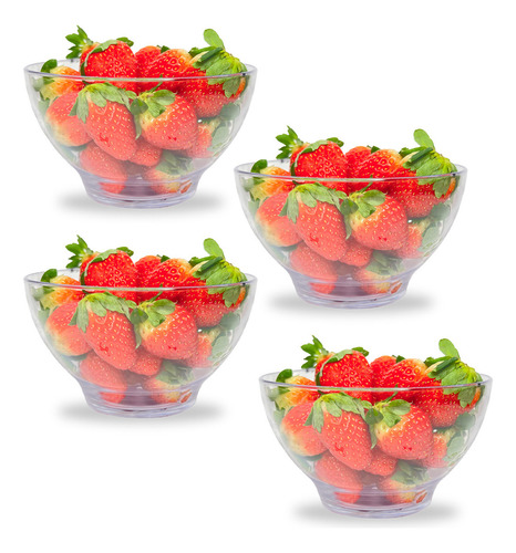 Kit C/4 Bowl Multiuso Pequena Tigela Acrílico Cristal 150ml