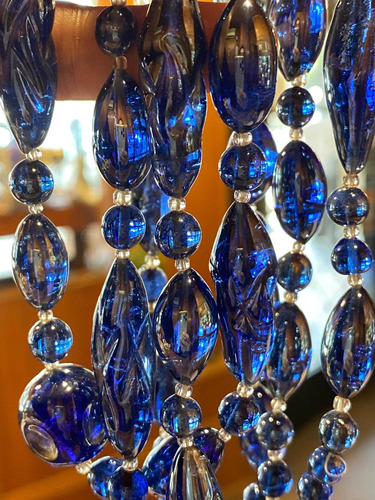Luli Collar Antiguo Cristal Mirando Azul Doble Vuelta 70cm