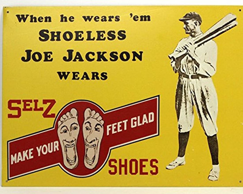 Old Tin Sign Shoeless Joe Jackson Wears Selz Zapatos Clásico