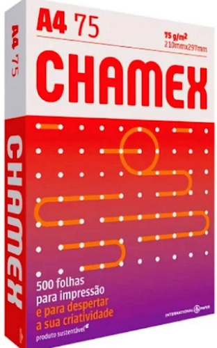 Folha Papel Sulfite A4 Chamex 75g Com 5 Pacotes 2500 Folhas