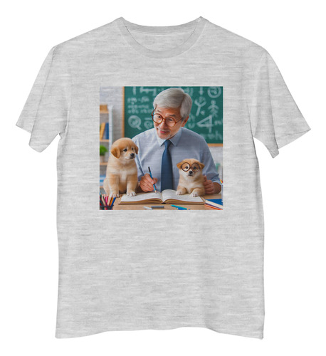 Remera Niño Perritos Estudiando Profe Libros M1