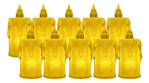 Pack X10 Velas Con Luz Led Cálida Decorativa 4x9 Cm Clásica