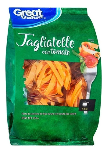 Pasta TaglĂatelle Great Value Con Tomate 250 G