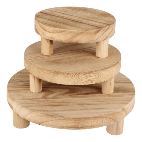 3 Piezas Pedestal De Madera Redonda Pedestal Pastel De