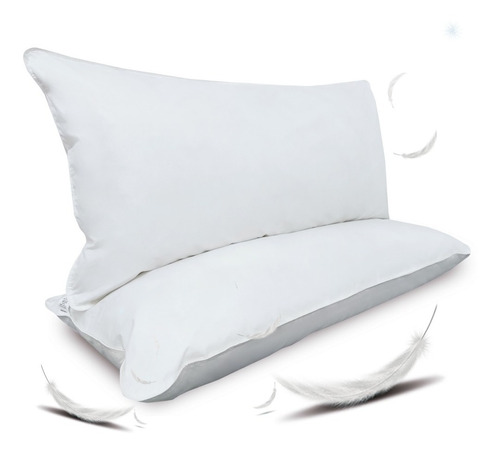 2 Almohadas De Pluma/plumón De Ganso Natural 95/5 King Size Color Blanco