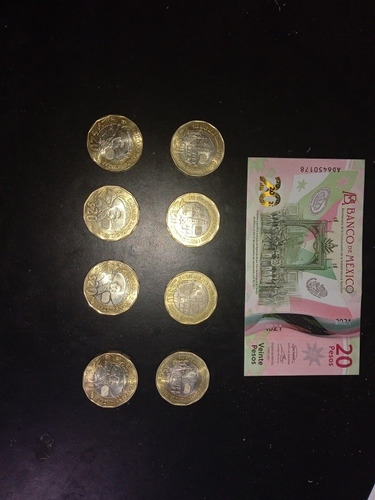 Paquete De 8 Monedas Conmemorativas De Los Nuevos 20 Pesos