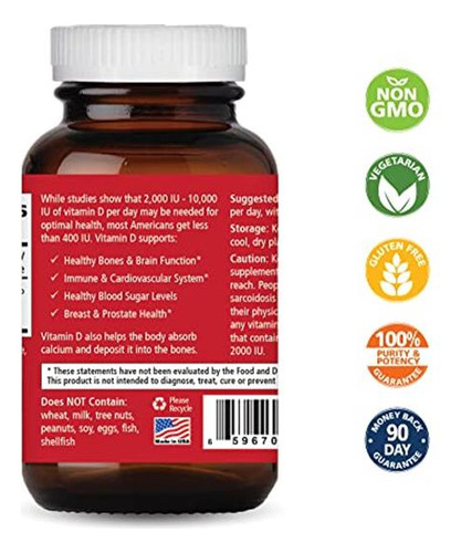 Pure Essence Labs Vitamina D 2000 Ui 30 Cápsulas Orgánicas