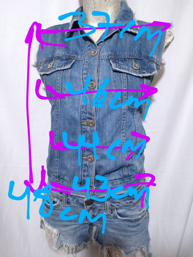 Sexy Chaleco Mezclilla Botones Pull And Bear M 28 (Usado)