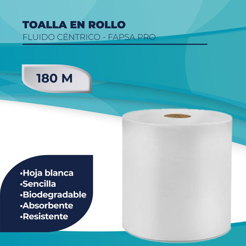 Toalla En Rollo 180 M Fluido Céntrico Fapsa 4 Cajas