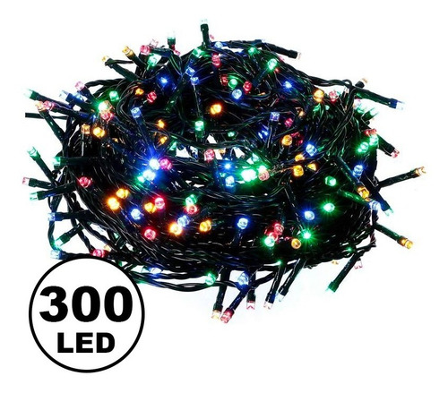 Guirnalda Luces 300 Led 26 Metros Multicolor Navidad Deco