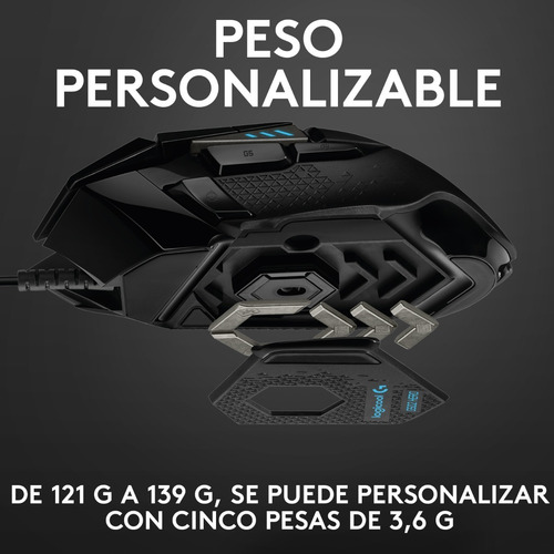 Mouse Gamer Usb Logitech G502 Hero 25.600 Dpi Color Negro