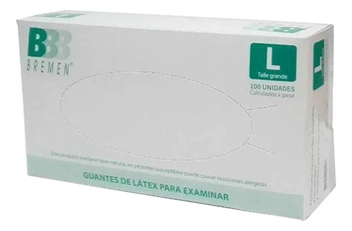 Guantes De Látex Blancos Bremen Para Examinación L X 100u. 