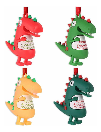 Sicohome - Adornos De Navidad De Dinosaurio, 4 Paquetes De B