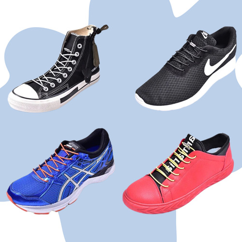 10 Pares Agujetas Elasticas Cordones Sin Nudos Hebilla Metal