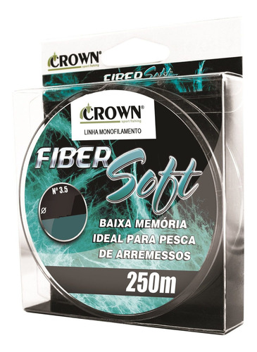 Linha Monofilamento Fiber Soft 250mts Green - Crown 0,37mm Cor Verde