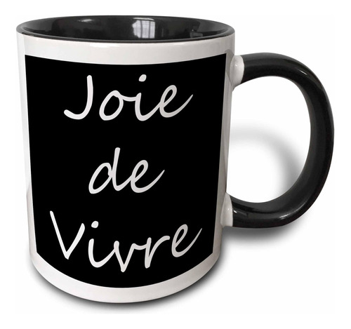 3drose Joie De Vivre, Taza Con Texto En Francés, 11 Oz, Negr