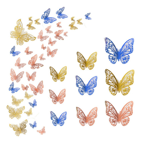 72 Mariposas Decorativas, 3 Estilos Y 3 Tamaños Color Color Mixto