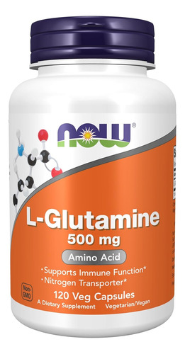 L-glutamina 500 Mg, Transportador De Nitrogeno Now