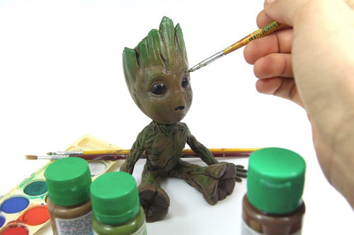 Imagem 6 de 7 de Boneco Baby Groot 20cm Pintado Realista (guardiões Galáxias)