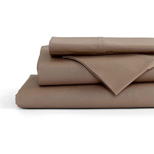 Hojas De Algodón 100% Percale Tamaño Completo, Taupe, R9pct