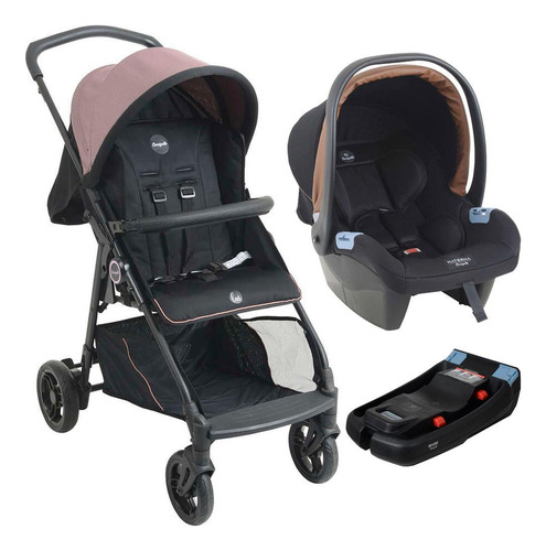 Carrinho De Bebê Lui Rose Com Bebê Conforto E Base Belted