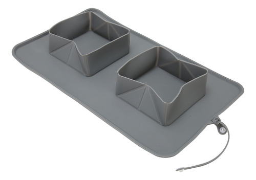 Dog Food Feeding Mat Silicone Double Bowl Foldable Anti Slip
