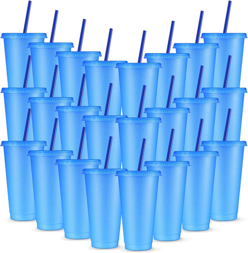 24 Vasos Reutilizables Con Tapas Y Pajitas, Vaso De Café Hel