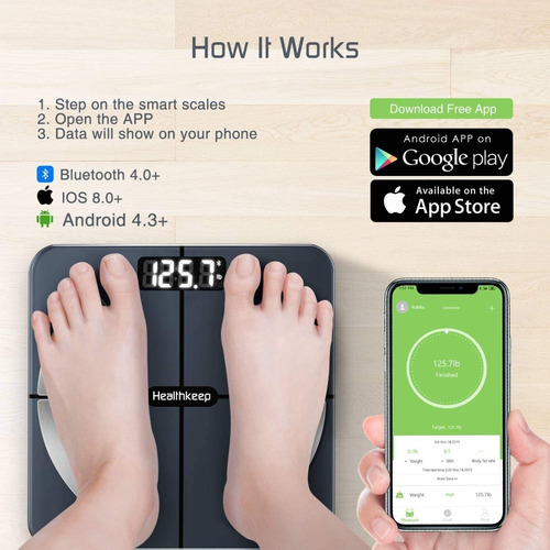 Analizador De Masa Corporal Bascula Peso Balanza Bluetooth