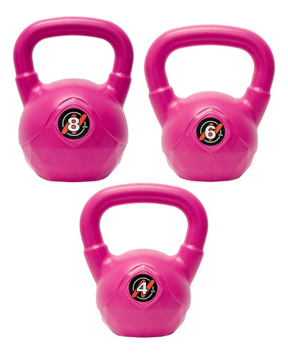 Set De 3 Pesas Rusas 4 Kg + 6 Kg + 8 Kg Kettlebell